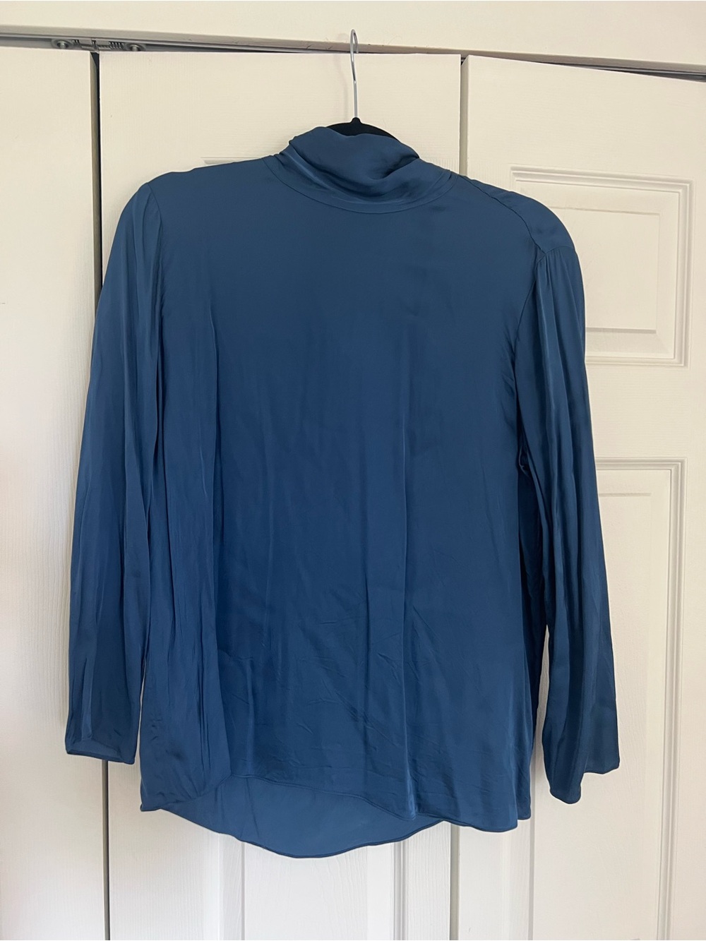Blue Long Sleeve Mock Neck Top